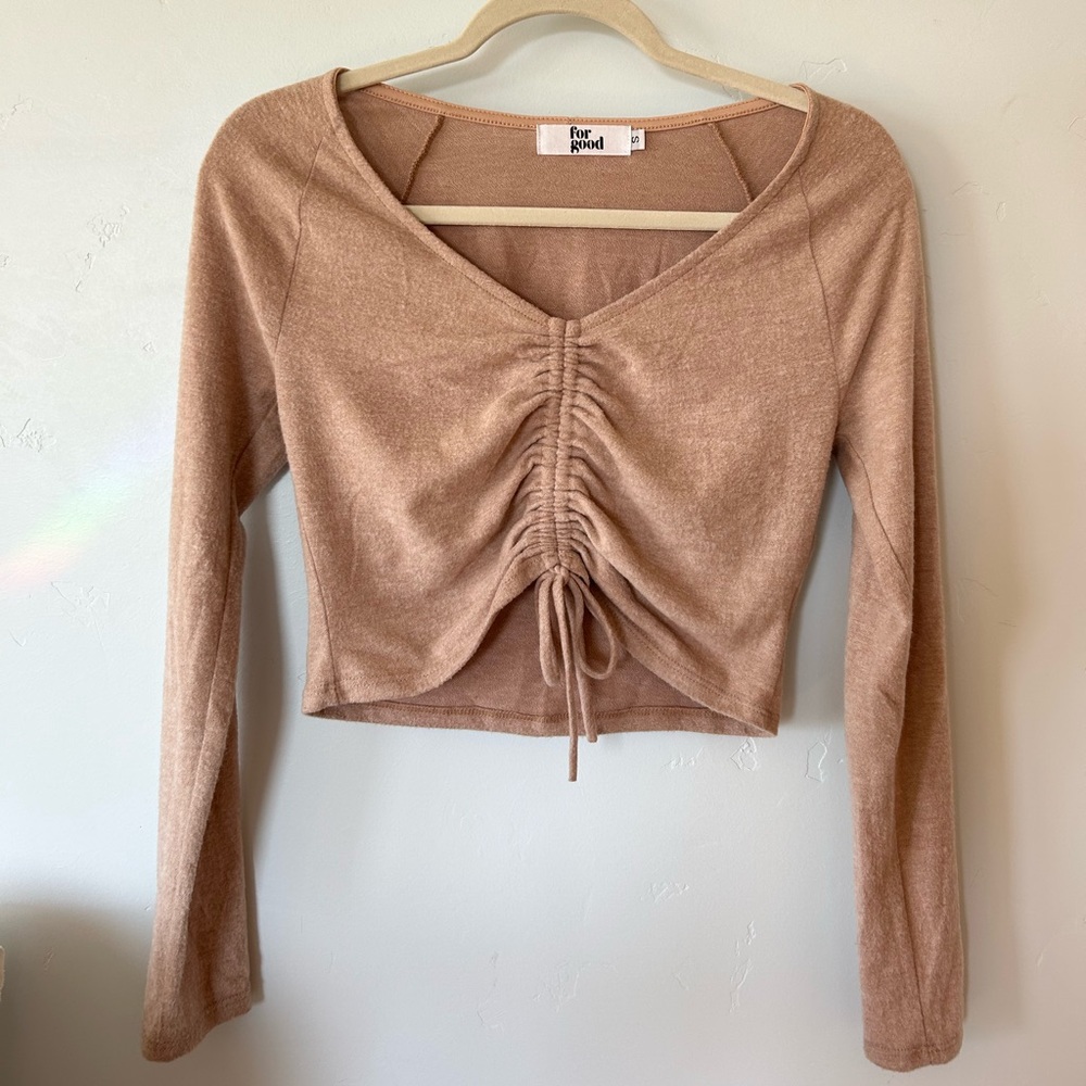 Women's Tan/Pink Ruched Top